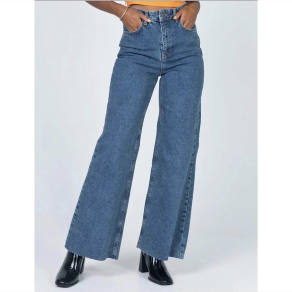 Ragged Jeans Wide Leg Denim Pants with Raw Hem | Size 26 - Picture 10 of 10